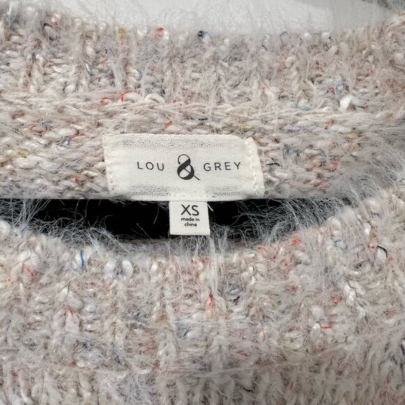 Lou and Grey Women's Chunky Fuzzy White Multi Sweater Size XS - Picture 3 of 8